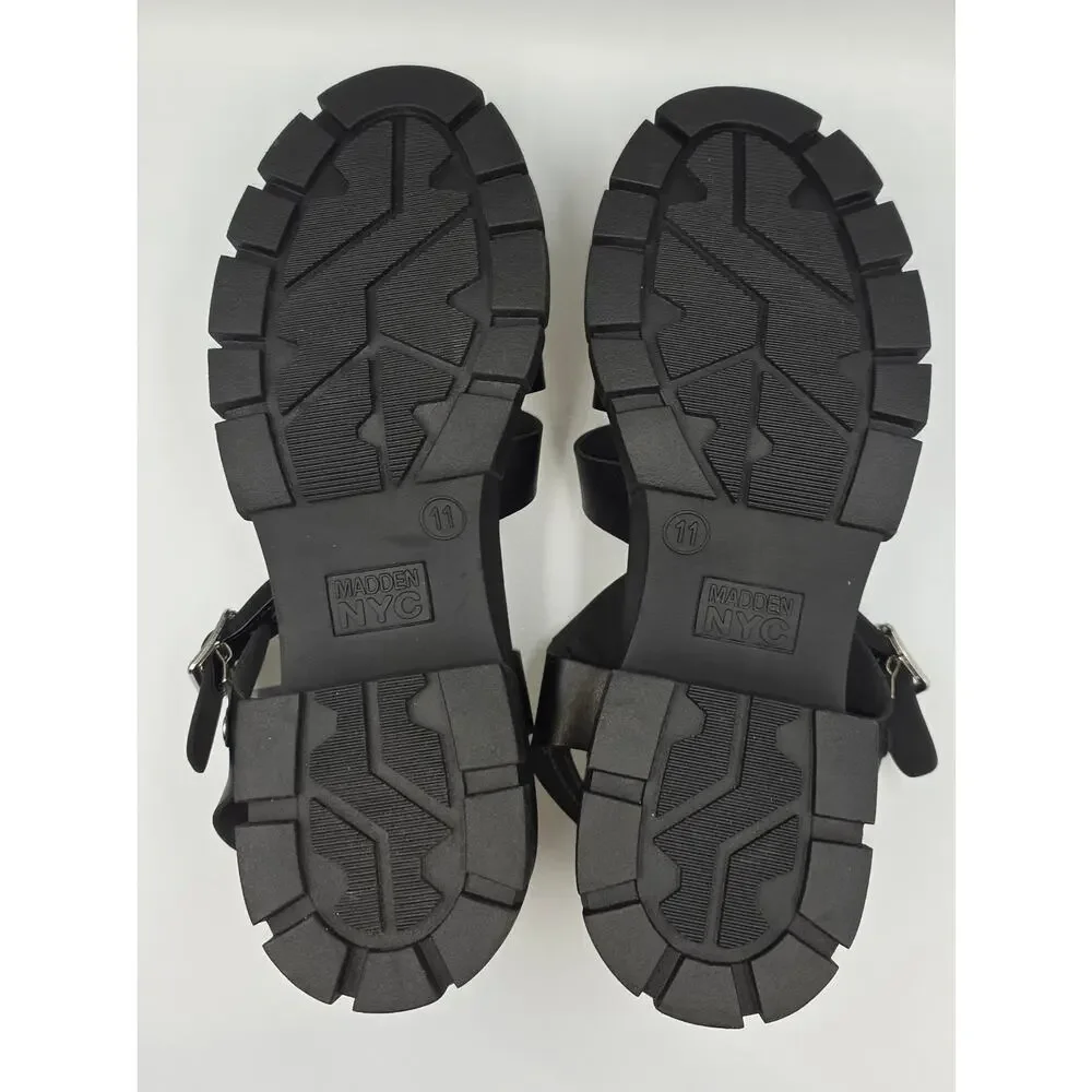 Madden NYC Sandals Womens 11 Platform Fisherman Black Casual Comfort Block Heel